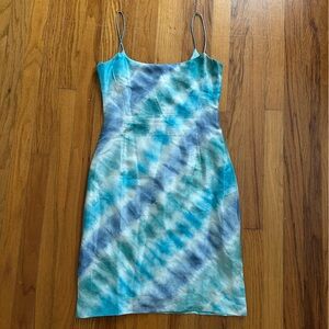 Vintage Ralph Lauren Blue and White Tie-Dye Dress